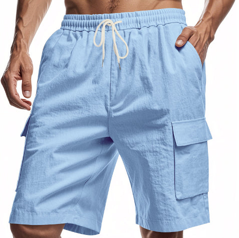 LabourX' Men’s Casual Linen Cargo Shorts – Summer Comfort Fit