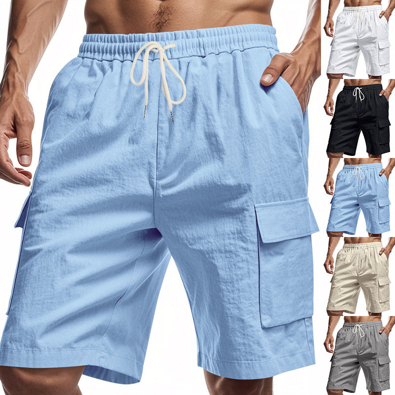 LabourX' Men’s Casual Linen Cargo Shorts – Summer Comfort Fit